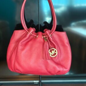 Michael Kors Red Leather Tote Bag